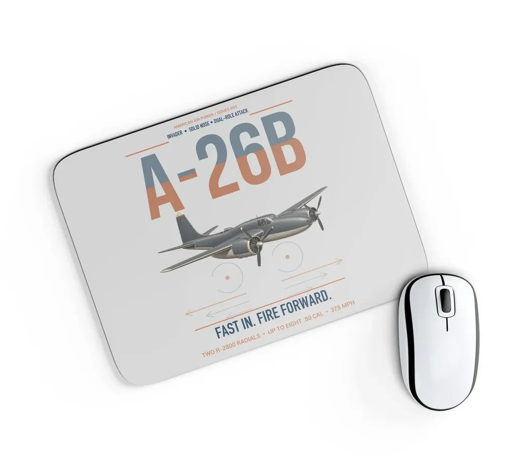 A-26B Invader design on light gray rectangle mouse pad