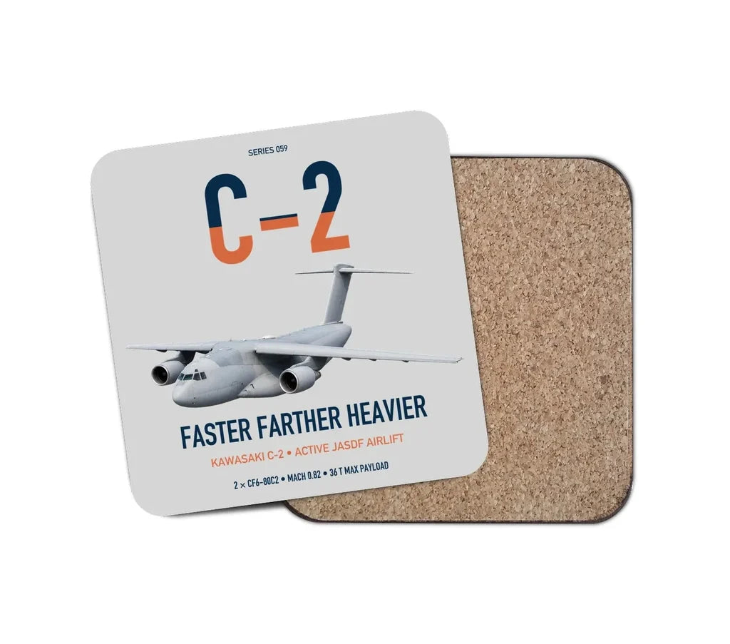 Kawasaki C-2 design on light gray 1 piece coaster