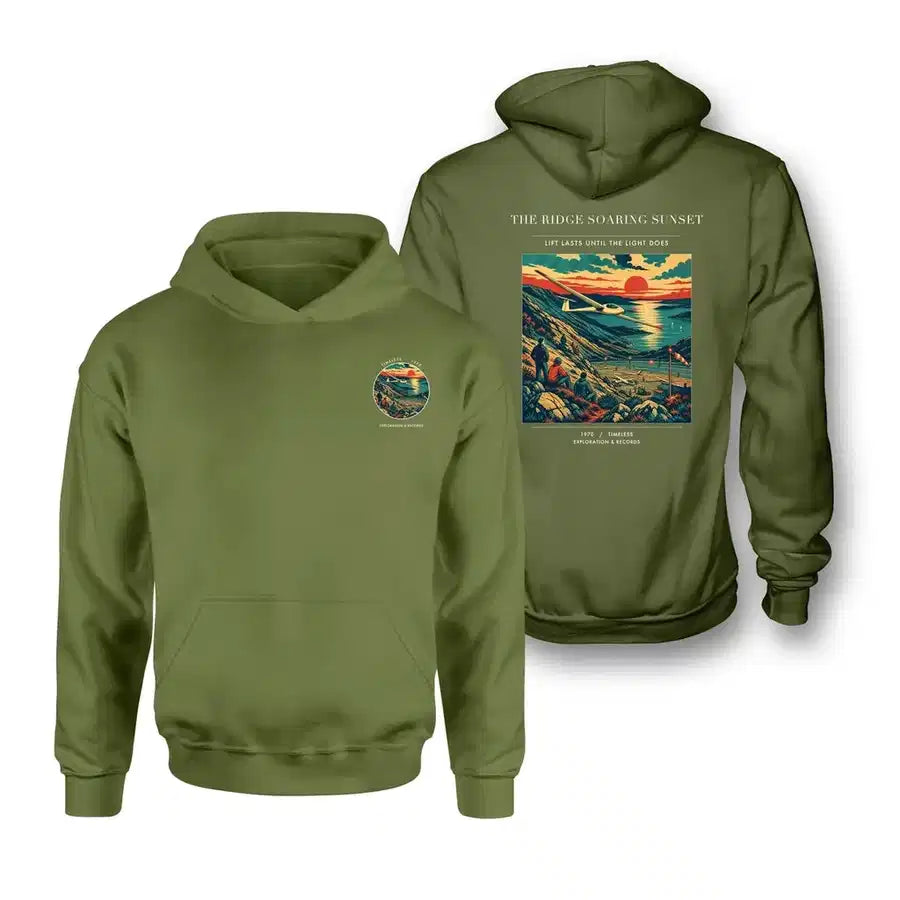 VINTAGE G4475 - The Ridge Soaring Sunset - Double-Side Hoodie design on greenarmy double side