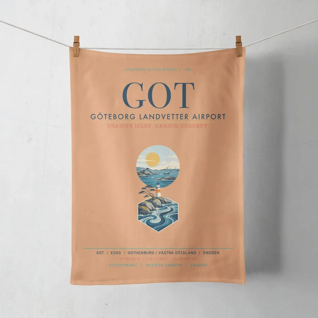 Göteborg Landvetter Airport (GOT) design on orange towel