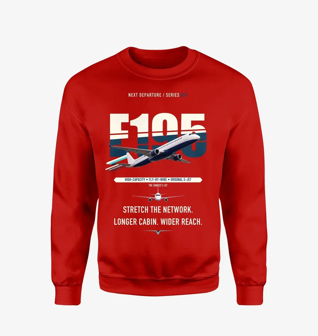 Embraer E195 design on red sweatshirt