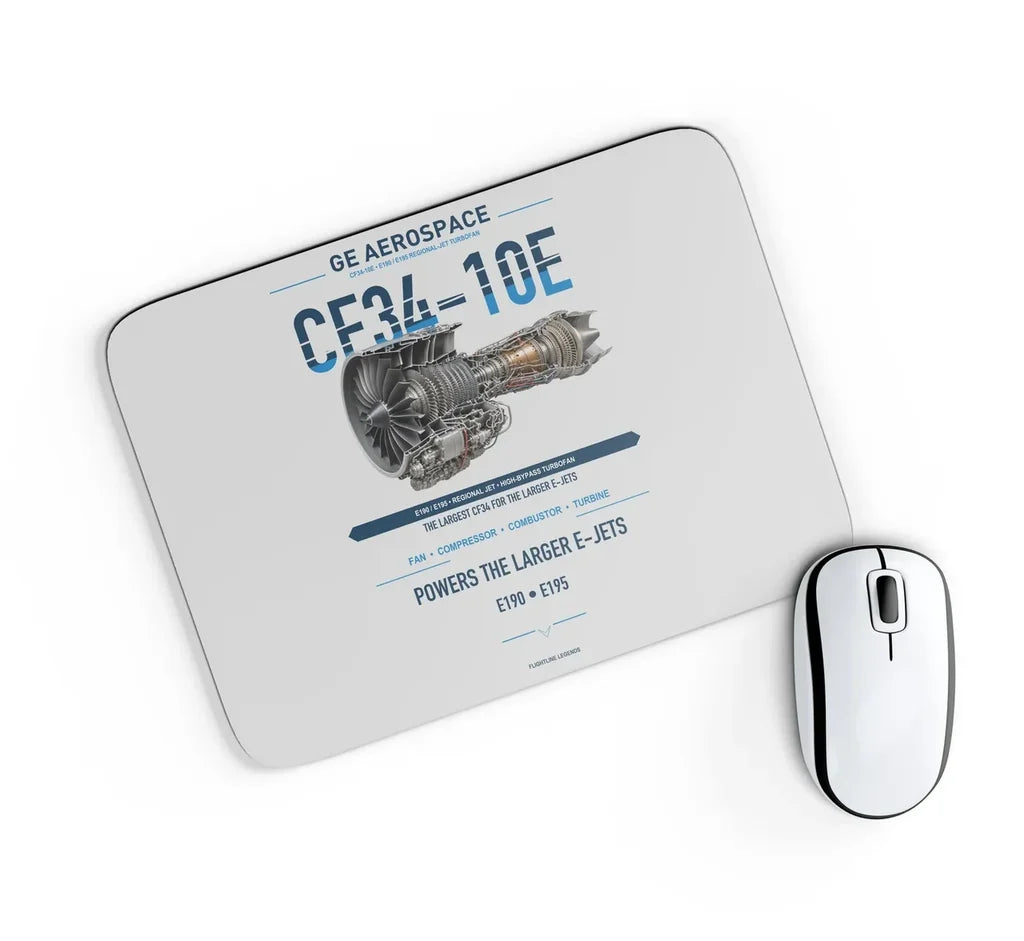 CF34-10E design on light gray rectangle mouse pad
