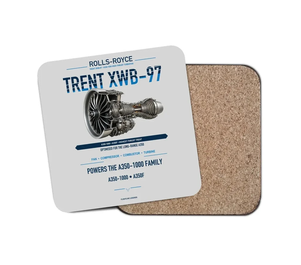 TRENT XWB-97 design on light gray 1 piece coaster