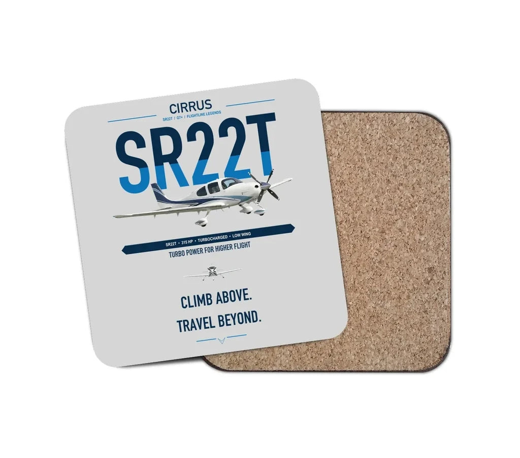 Cirrus SR22T design on light gray 1 piece coaster