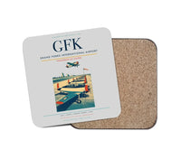 Thumbnail for Grand Forks International Airport (GFK) design on light gray 1 piece coaster