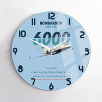 Thumbnail for Bombardier Global 6000 design on light blue no frame wall clock