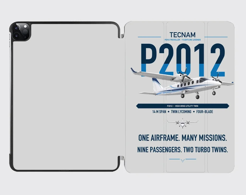 Tecnam P2012 Traveller design on light gray ipad tablet case