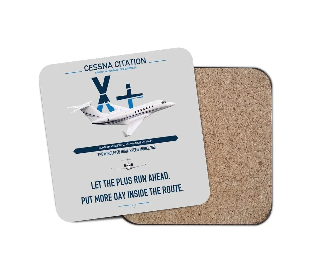 Cessna Citation X+ design on light gray 1 piece coaster
