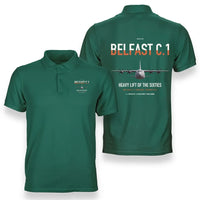 Thumbnail for Short Belfast C.1 design on green double-side polo t-shirt, double-side print