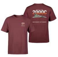 Thumbnail for Dassault Mirage 2000C RDI design on dark red t-shirt, double-side print