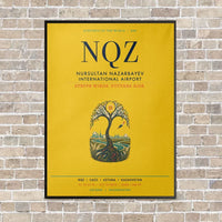 Thumbnail for Nursultan Nazarbayev International Airport Astana NQZ vertical canvas print - framed - yellow background