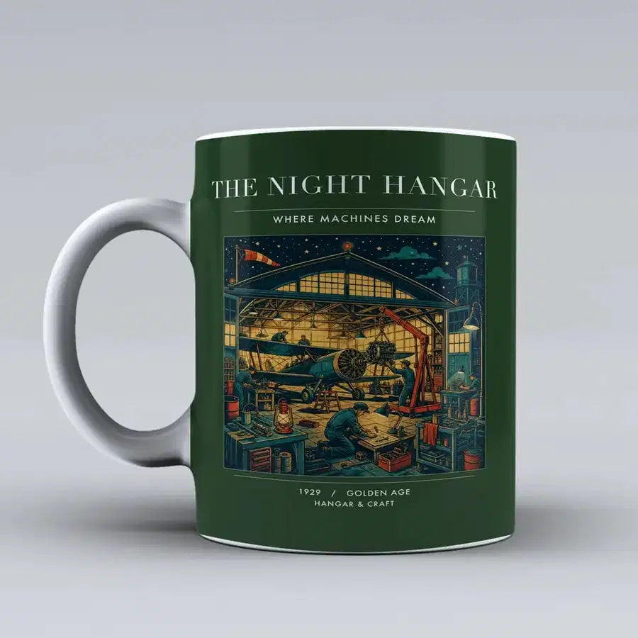 VINTAGE G4049 - The Night Hangar - Ceramic Mug design on darkgreen