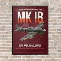 Thumbnail for Hawker Typhoon Mk IB vertical canvas print - framed - dark red background