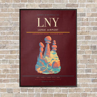 Thumbnail for Lanai Airport LNY vertical canvas print - framed - dark red background