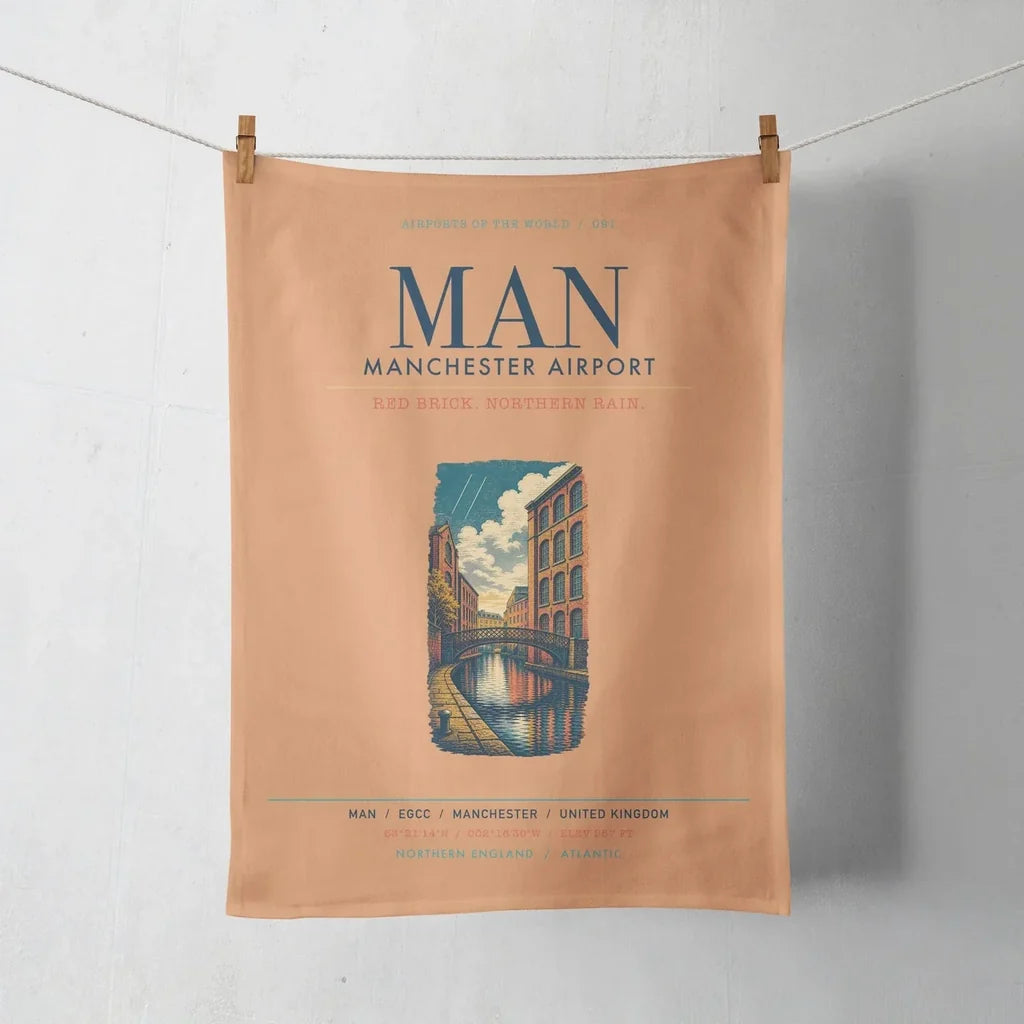 Manchester Airport (MAN) design on orange towel