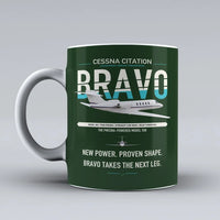 Thumbnail for Cessna Citation Bravo design on dark green ceramic mug, double-side print