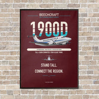 Thumbnail for Beechcraft 1900D vertical canvas print - framed - dark red background