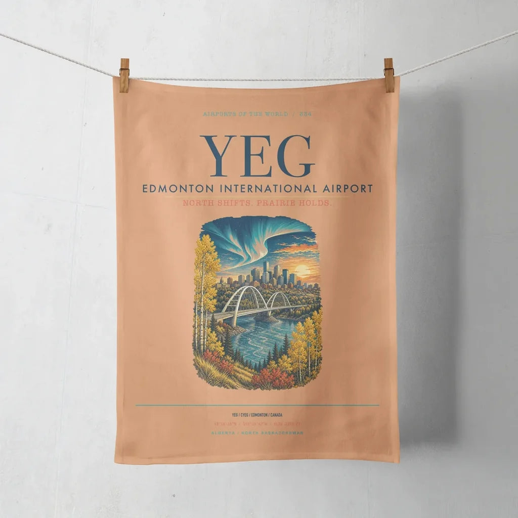 Edmonton International Airport (YEG) design on orange towel