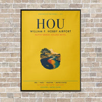 Thumbnail for William P. Hobby Airport HOU vertical canvas print - framed - yellow background