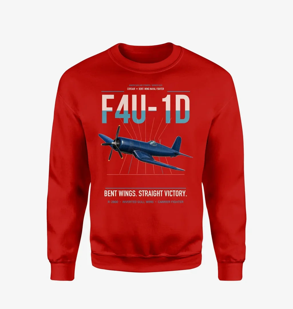 F4U-1D Corsair design on red sweatshirt