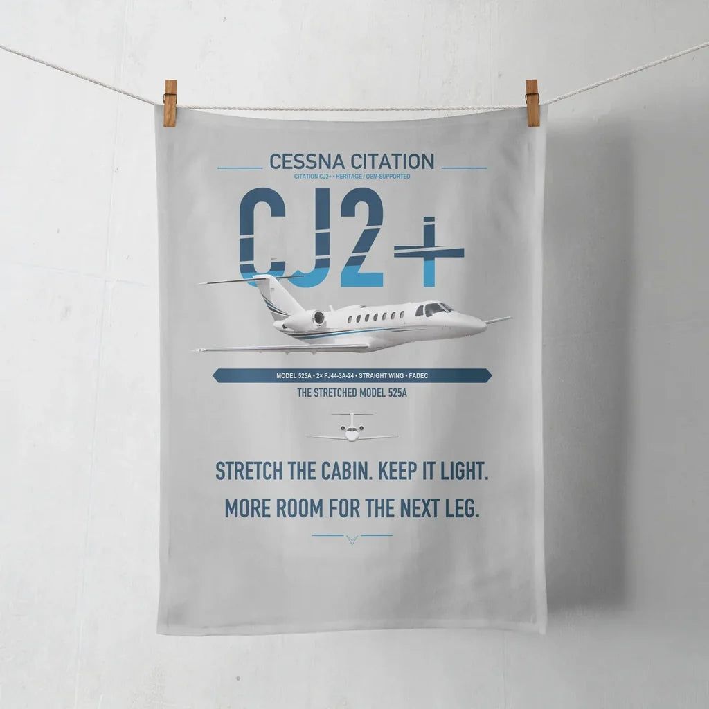 Cessna Citation CJ2+ design on light gray towel