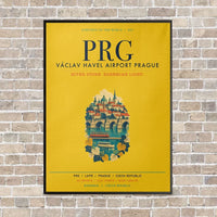 Thumbnail for Vaclav Havel Airport Prague PRG vertical canvas print - framed - yellow background