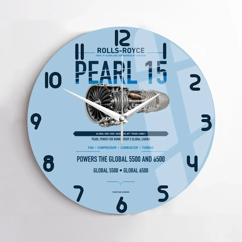 PEARL 15 design on light blue no frame wall clock