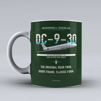 Thumbnail for McDonnell Douglas DC-9-30 design on dark green ceramic mug, double-side print