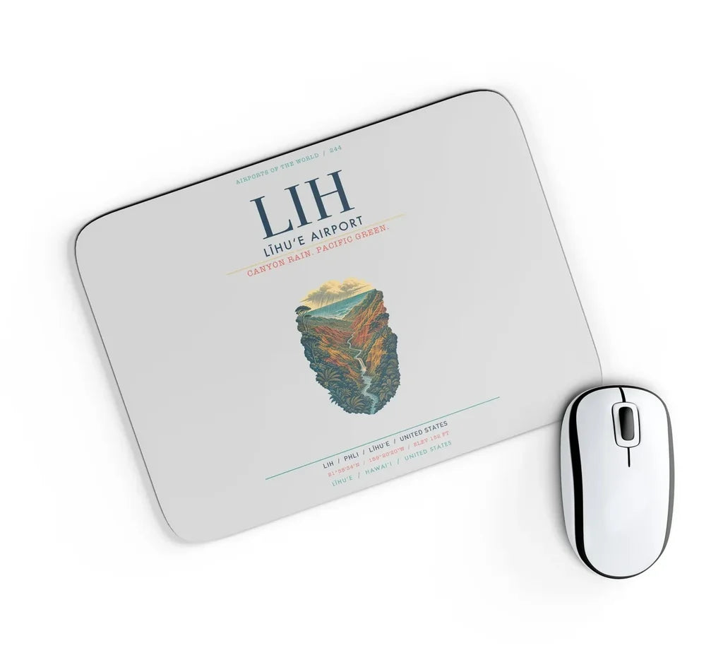 Līhuʻe Airport (LIH) design on light gray rectangle mouse pad