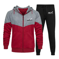 Thumbnail for The Airbus A310 Zipped Hoodie - Colourful - Red