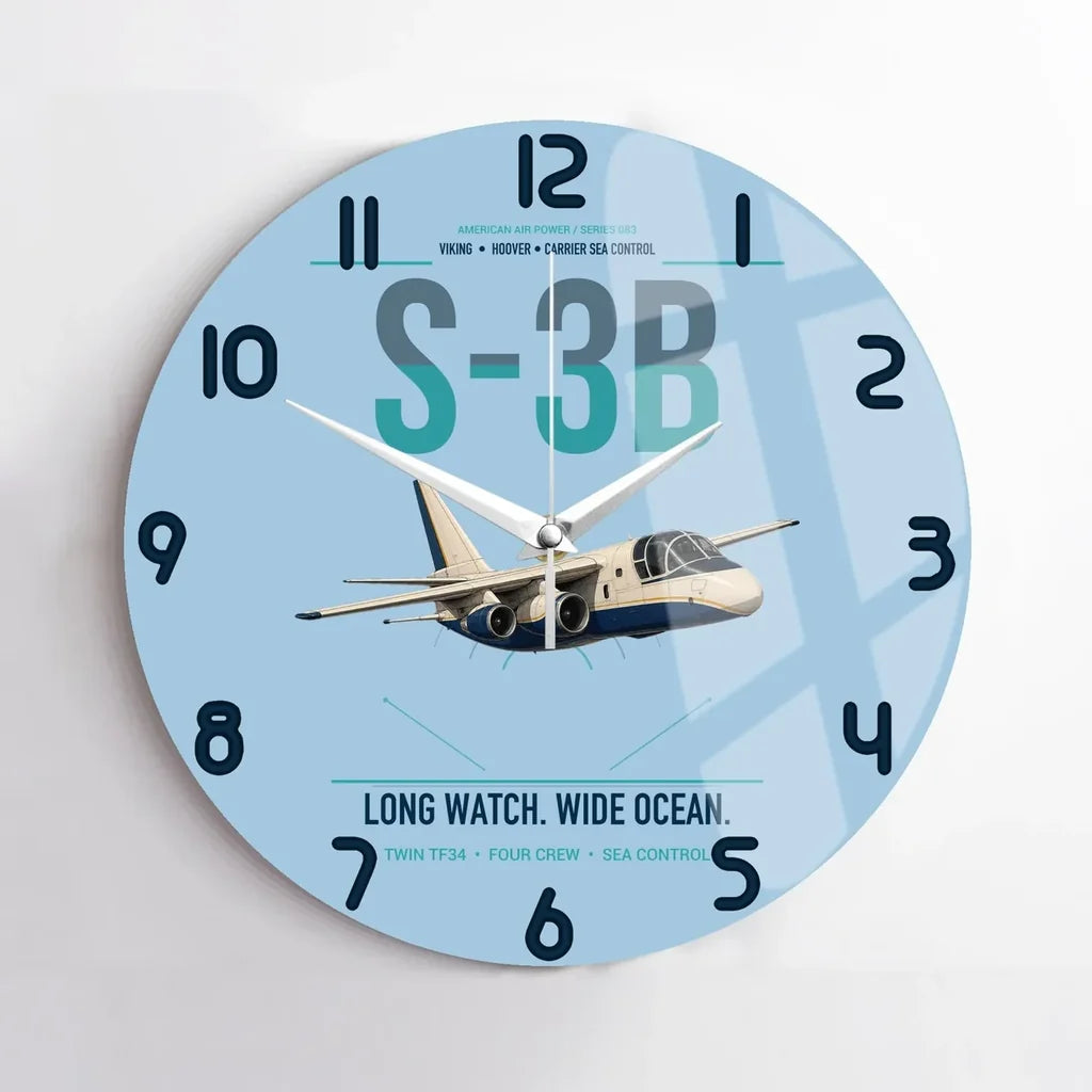 S-3B Viking design on light blue no frame wall clock