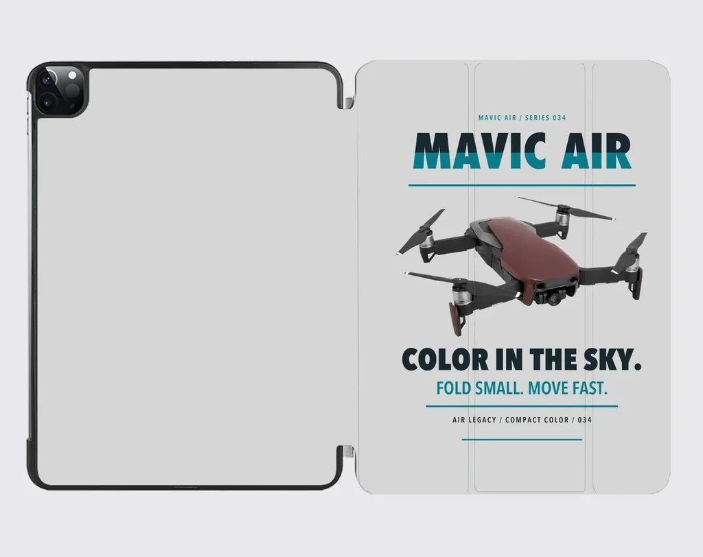 DJI Mavic Air design on light gray ipad tablet case