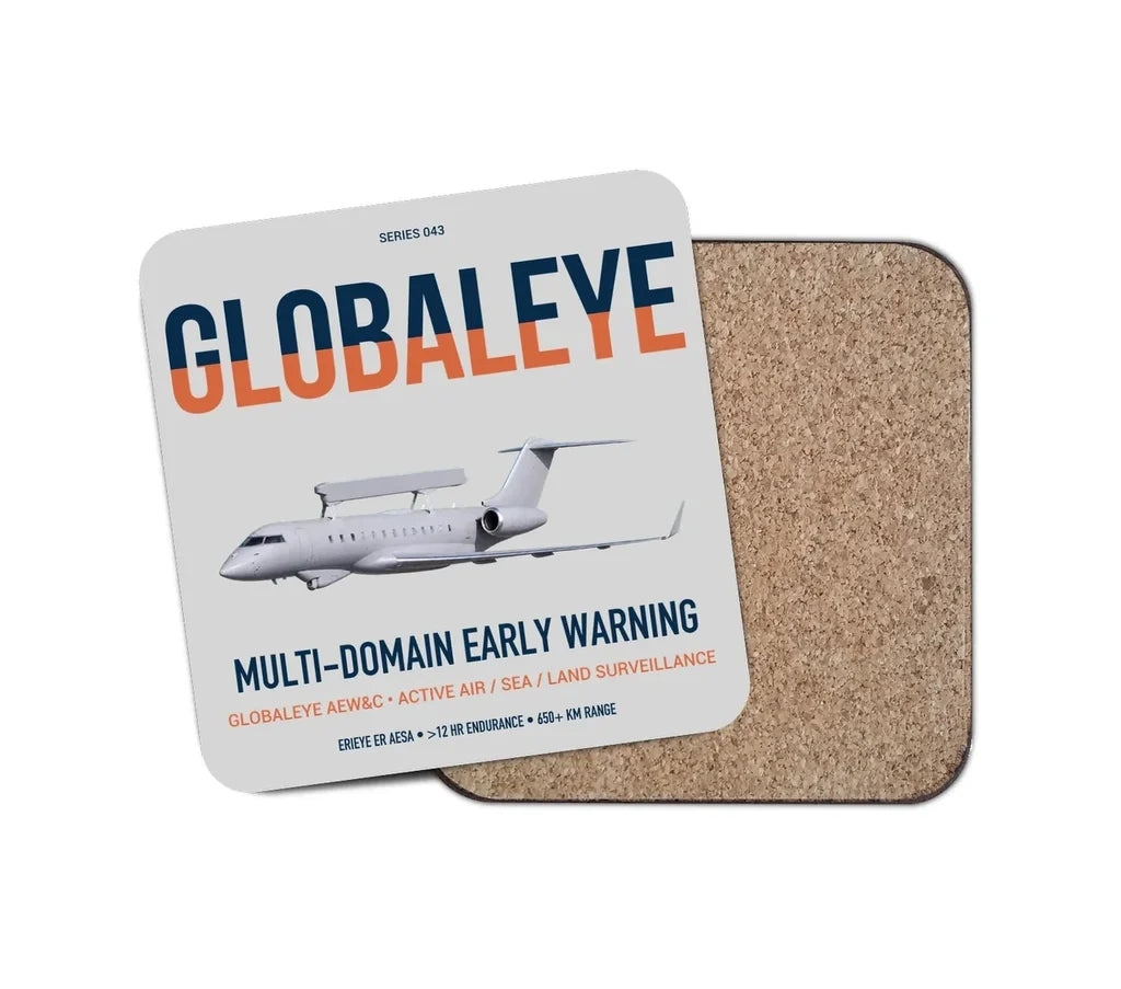 Saab GlobalEye design on light gray 1 piece coaster