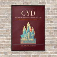 Thumbnail for Heydar Aliyev International Airport GYD — Baku vertical canvas print - framed - dark red background