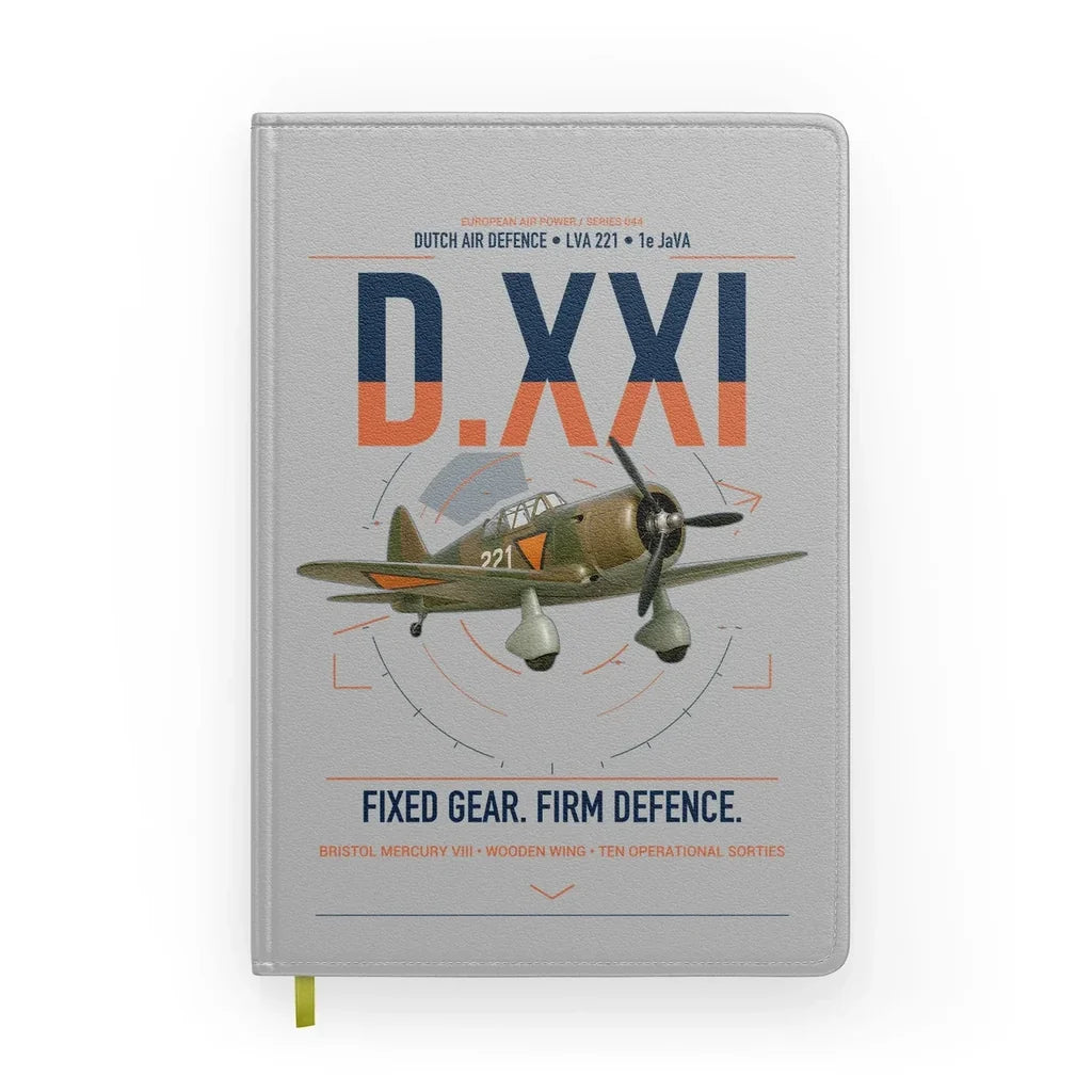 Fokker D.XXI — Dutch LVA aircraft 221 design on light gray notebook