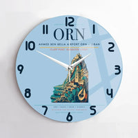 Thumbnail for Ahmed Ben Bella Airport (ORN) design on light blue no frame wall clock