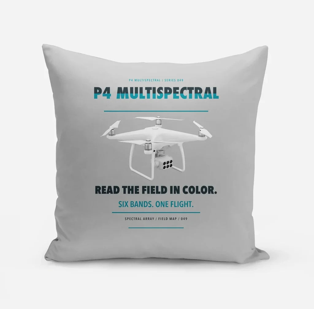 DJI P4 Multispectral design on light gray pillow