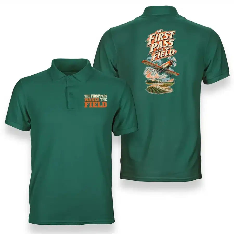SIGNAL 651 - The First Pass Wakes The Field - Double-Side Polo design on green double side polo