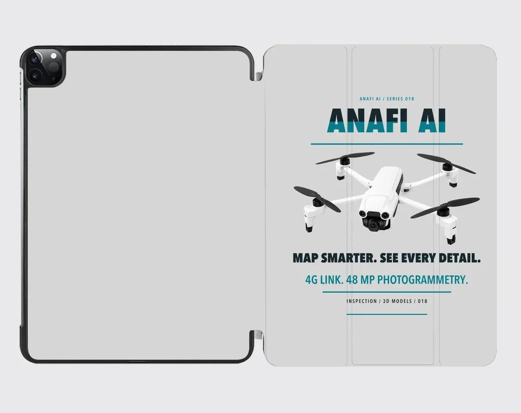 Parrot ANAFI Ai design on light gray ipad tablet case