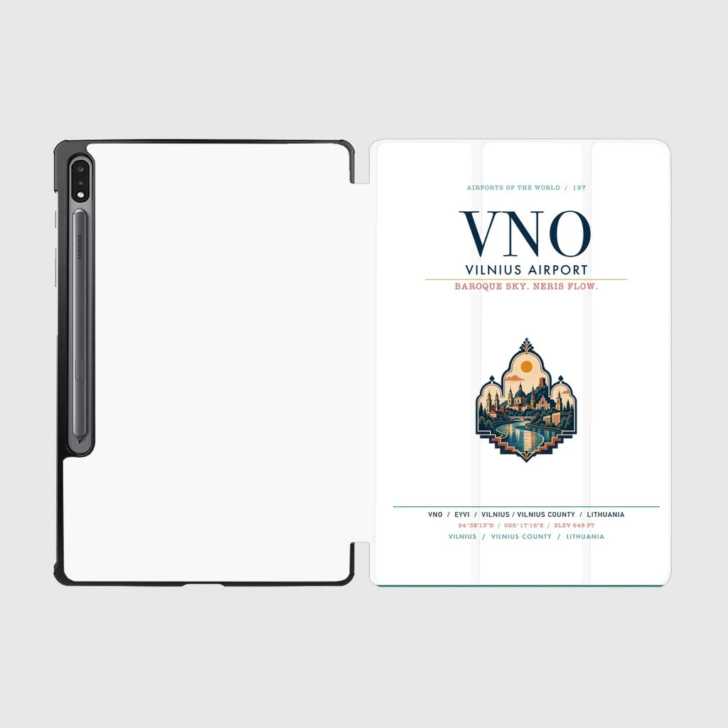 Vilnius Airport (VNO) design on white samsung tablet tablet case