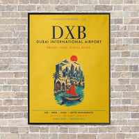 Thumbnail for Dubai International Airport DXB vertical canvas print - framed - yellow background