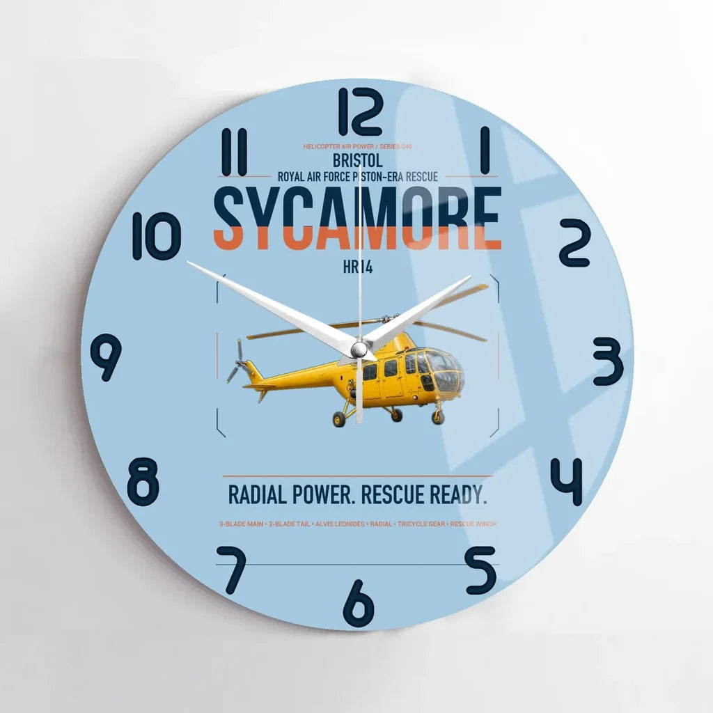 Bristol Sycamore HR14 design on light blue no frame wall clock