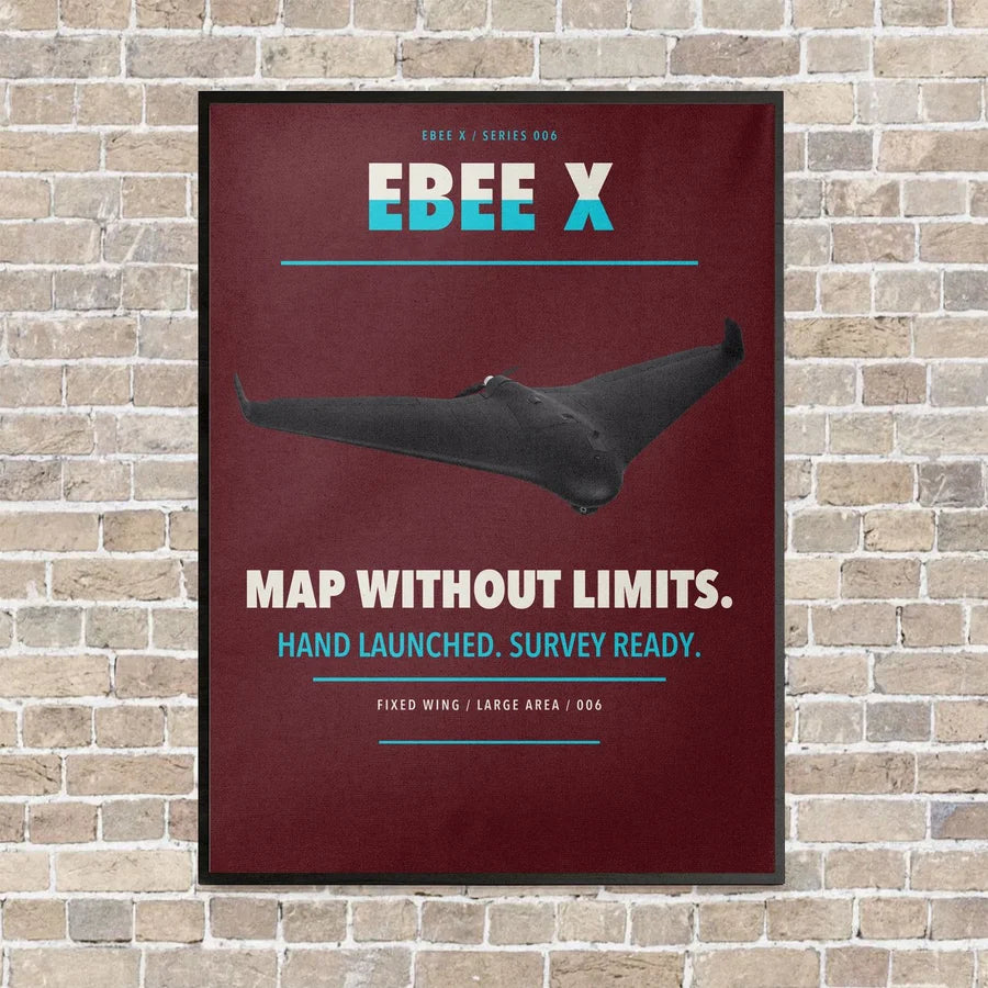 AgEagle eBee X vertical canvas print - framed - dark red background