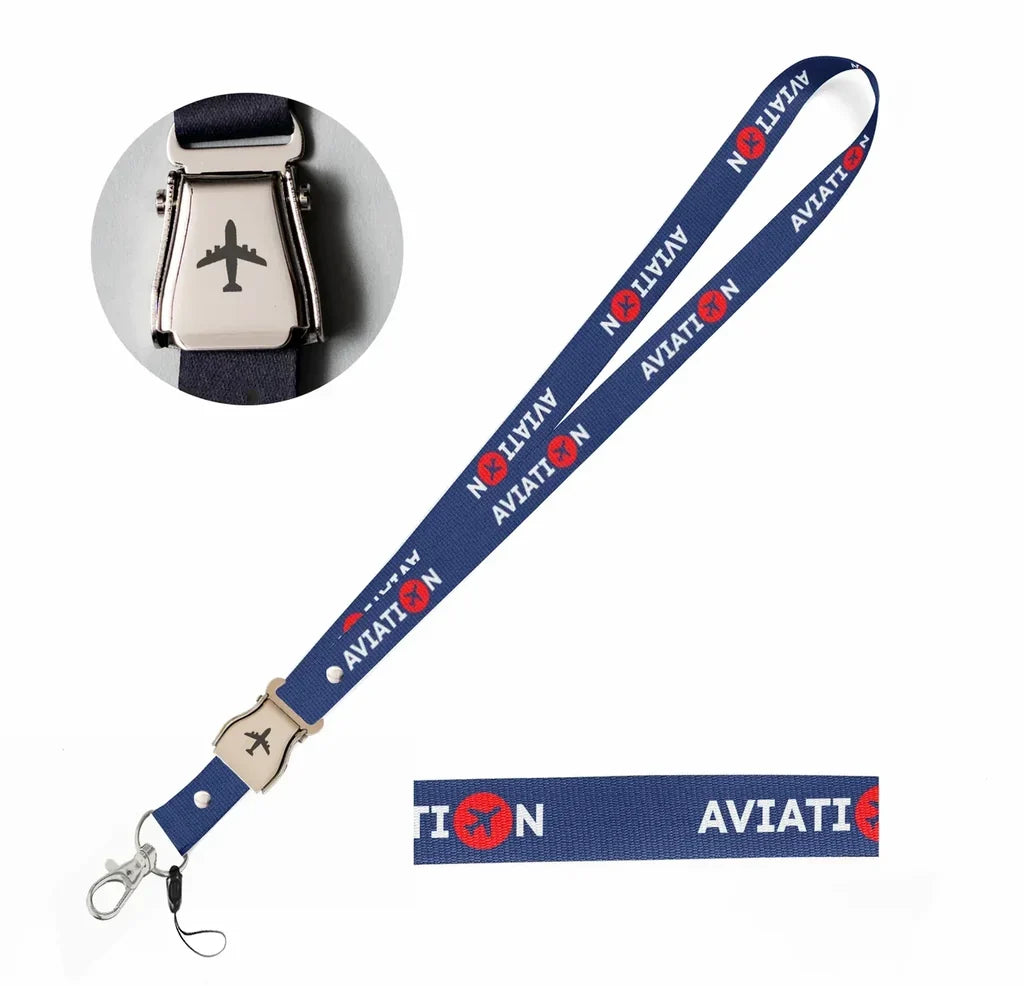 Aviation seat belt lanyard - dark blue