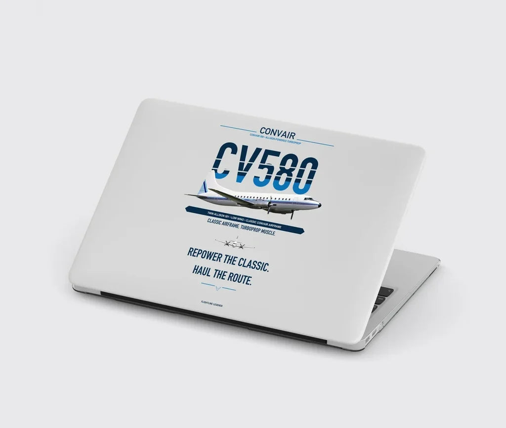 Convair 580 design on light gray MacBook case