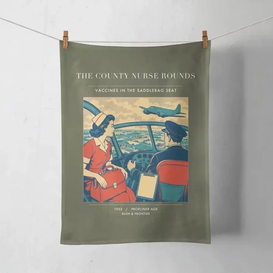 VINTAGE G4481 - The County Nurse Rounds - Designed Towels design on greenarmy