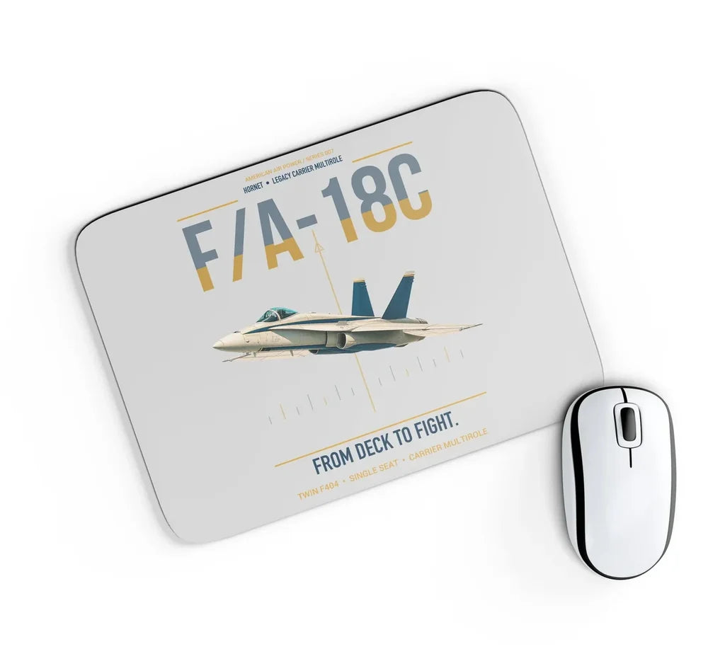 F-A-18C Hornet design on light gray rectangle mouse pad