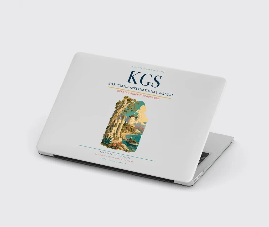 Kos Island International Airport (KGS) design on light gray MacBook case