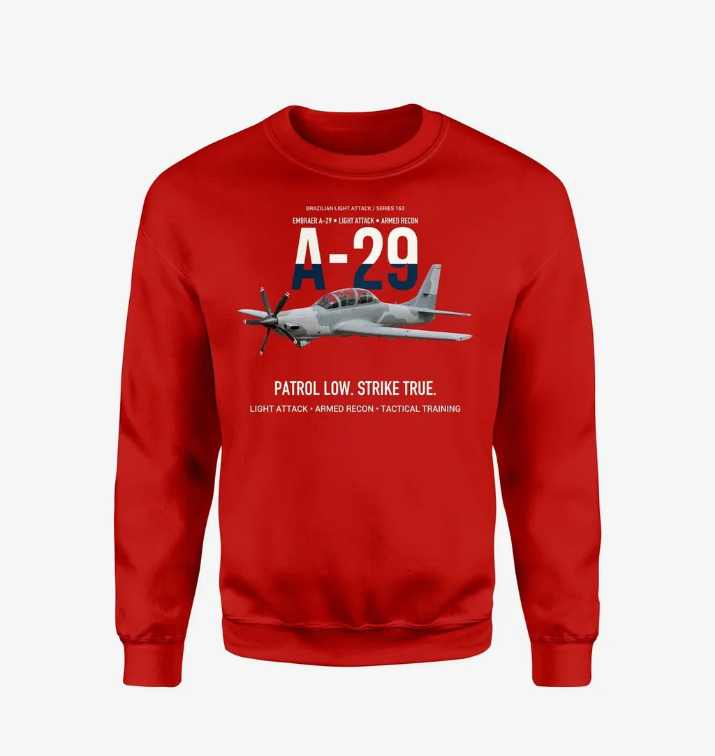 A-29 Super Tucano Light Attack design on red sweatshirt