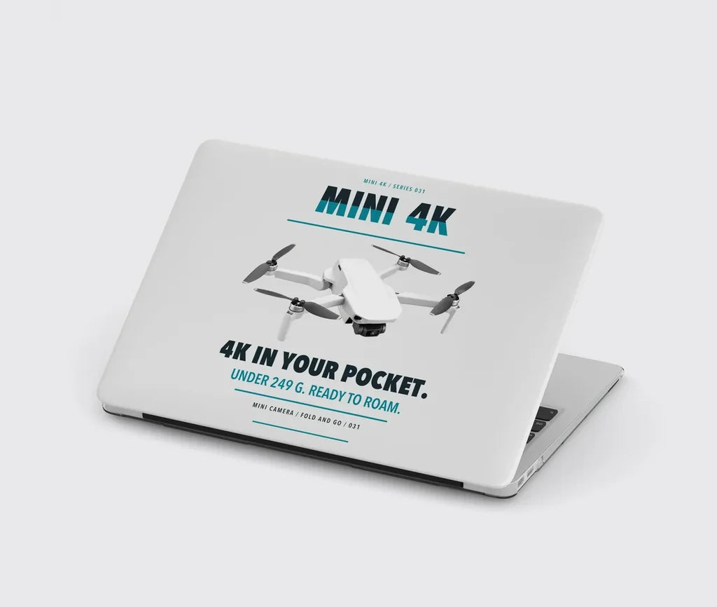 DJI Mini 4K design on light gray MacBook case